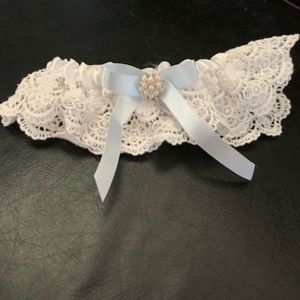 Save The Date Blue Lace Garter Crochet